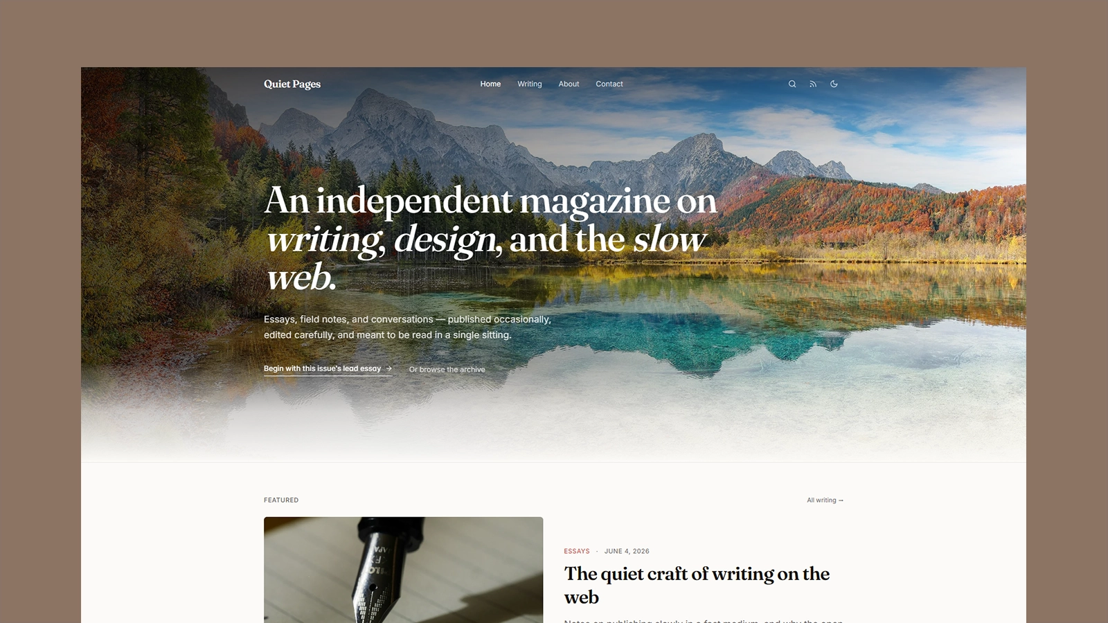 Quiet Pages theme preview